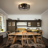 12.5 Inch Caged Ceiling Fans With Lights and Remote, Flush Mount Bladeless Low Profile, Small Farmhouse Industrial Enclosed Ceiling Fan For Bedroom, Kitchen, Indoor